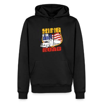Trucker King Of The Road Trucking Truck Lover - Sweat à capuche Premium bio Homme - noir - Devant - Nico (187cm)