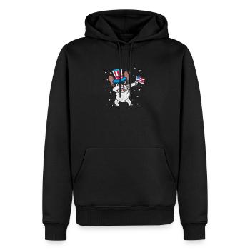 Dabbing Bouledogue Français 4 Juillet Patriote - Sweat à capuche Premium bio Homme - noir - Devant - Nico (187cm)