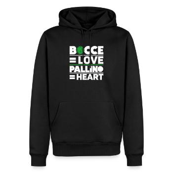Bocce = Amour, Pallino = Cœur - Bocce Ball - Sweat à capuche Premium bio Homme - noir - Devant - Nico (187cm)
