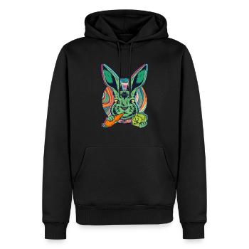 EDM Party Space Rabbit Festival Häschen - Männer Premium Bio Hoodie - Schwarz - Vorne - Nico (187cm)
