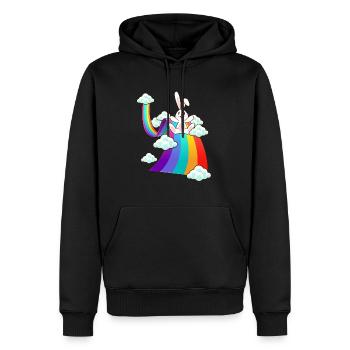 Glücklicher Osterhasen Kaninchen Besitzer Häschen - Männer Premium Bio Hoodie - Schwarz - Vorne - Nico (187cm)