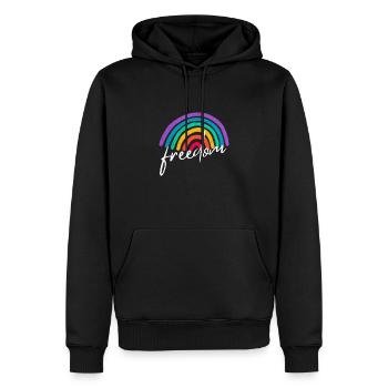 LGBTQ+ Regenbogen Freedom Lesbian Gay Pride - Männer Premium Bio Hoodie - Schwarz - Vorne - Nico (187cm)