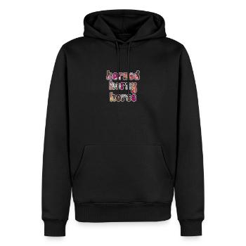 Horned Horny Horse Cartoon Comic Text Unicorn - Men’s Premium Organic Hoodie - black - Front - Nico (187cm)