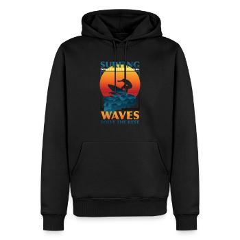 Vintage surfing lustiges Surfer Surfboarding - Männer Premium Bio Hoodie - Schwarz - Vorne - Nico (187cm)