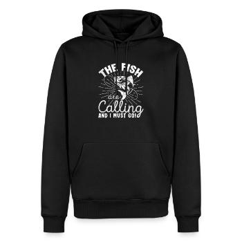 Die Fische rufen und ich muss gehen Lustiger Fisch - Männer Premium Bio Hoodie - Schwarz - Vorne - Nico (187cm)