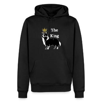 Le chien Corgi avec une couronne - Sweat à capuche Premium bio Homme - noir - Devant - Nico (187cm)