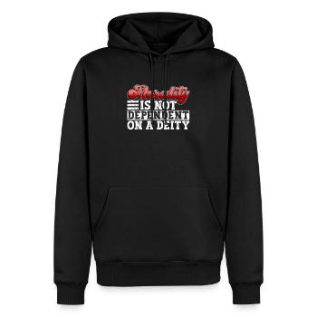 Morality is not dependent on Godhead - Atheist - Men’s Premium Organic Hoodie - black - Front - Nico (187cm)