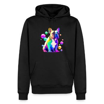 Französische Bulldogge Bunte Kunst Blasen Malerei - Männer Premium Bio Hoodie - Schwarz - Vorne - Nico (187cm)