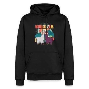 Alpaka Backpacker Südamerika Bolivien - Männer Premium Bio Hoodie - Schwarz - Vorne - Nico (187cm)