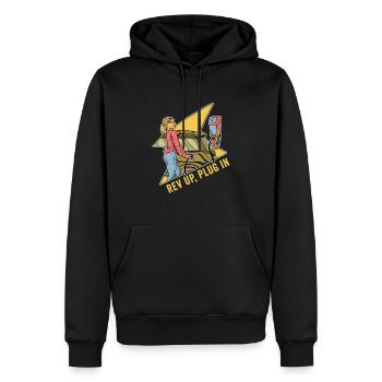 Elektrofahrzeug Elektroauto Rev Up Plug In - Männer Premium Bio Hoodie - Schwarz - Vorne - Nico (187cm)