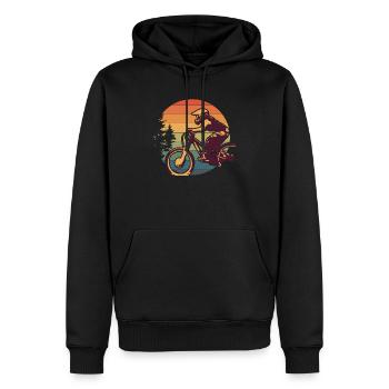Retro Mountain Biking Mountain Bike Cyclist - Männer Premium Bio Hoodie - Schwarz - Vorne - Nico (187cm)