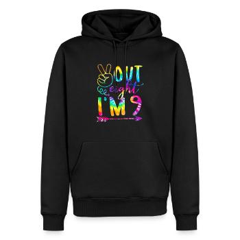 Peace Out Eight I’m 9 Tie Dye 9th Joyeux anniversaire - Sweat à capuche Premium bio Homme - noir - Devant - Nico (187cm)