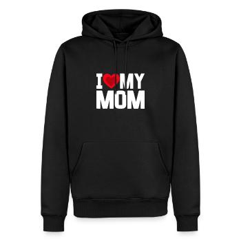 Je coeur ma mère aime ma mère mère heureuse - Sweat à capuche Premium bio Homme - noir - Devant - Nico (187cm)