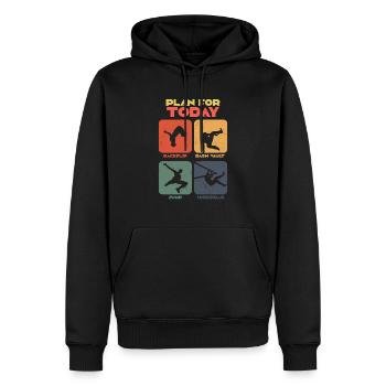 Retro Freerunner Acrobat Parkour - Männer Premium Bio Hoodie - Schwarz - Vorne - Nico (187cm)