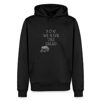 NOW WE HAVE THE SALAT - Männer Premium Bio Hoodie - Schwarz - Vorne - Nico (187cm)