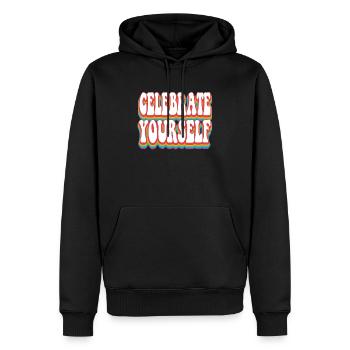 Feiere dich selbst - Pride Rainbow LGBTQ+ - Männer Premium Bio Hoodie - Schwarz - Vorne - Nico (187cm)