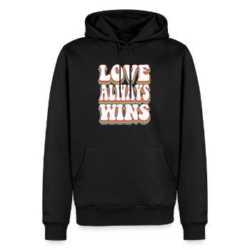 Liebe gewinnt immer Pride Rainbow LGBTQ+ - Männer Premium Bio Hoodie - Schwarz - Vorne - Nico (187cm)