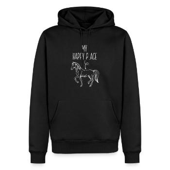 My Happy Place Pferdeliebhaber Geschenke Pferd Rücken - Männer Premium Bio Hoodie - Schwarz - Vorne - Nico (187cm)