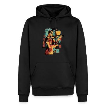 Vintage Geigenspieler Musik Komponisten - Männer Premium Bio Hoodie - Schwarz - Vorne - Nico (187cm)
