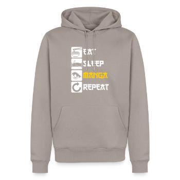 Eat Sleep Manga Repeat - Men’s Premium Organic Hoodie - taupe - Front - Nico (187cm)