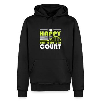 Tennis Saying Happy When in Next To The Court - Men’s Premium Organic Hoodie - black - Front - Nico (187cm)