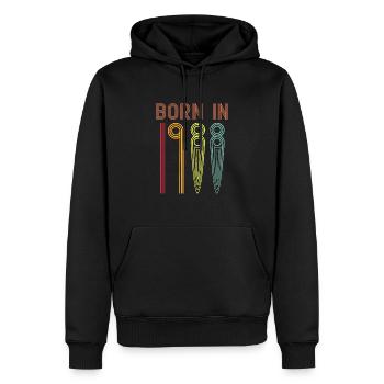 born in 1988 vintage - Männer Premium Bio Hoodie - Schwarz - Vorne - Nico (187cm)