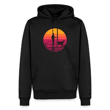 Retro Dackel Dog SUP Wassersport - Männer Premium Bio Hoodie - Schwarz - Vorne - Nico (187cm)