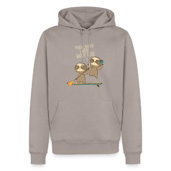 Lustiges SUP Faultier Paddleboarder - Männer Premium Bio Hoodie - Taupe - Vorne - Nico (187cm)