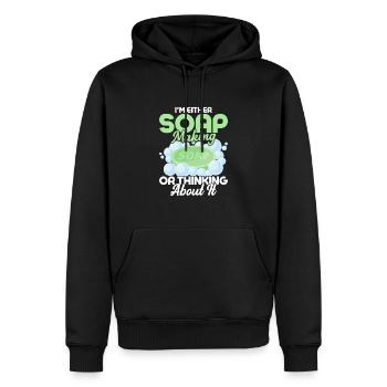 Je fais du savon ou j’y pense soapma - Sweat à capuche Premium bio Homme - noir - Devant - Nico (187cm)