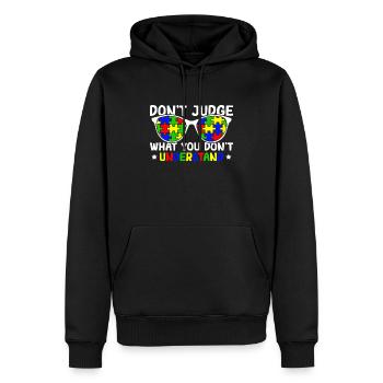 Autism Awareness – Don't Condemn What - Men’s Premium Organic Hoodie - black - Front - Nico (187cm)