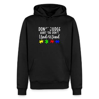 Sensibilisation à l’autisme – Ne jugez pas ce que - Sweat à capuche Premium bio Homme - noir - Devant - Nico (187cm)