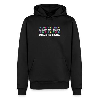 Sensibilisation à l’autisme – Ne jugez pas ce que - Sweat à capuche Premium bio Homme - noir - Devant - Nico (187cm)