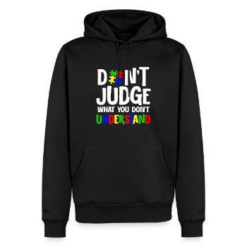Autism Awareness – Don't Condemn What - Men’s Premium Organic Hoodie - black - Front - Nico (187cm)