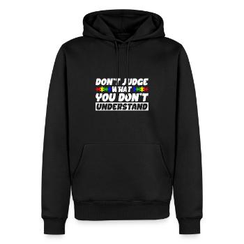 Sensibilisation à l’autisme – Ne jugez pas ce que - Sweat à capuche Premium bio Homme - noir - Devant - Nico (187cm)