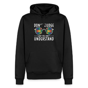 Sensibilisation à l’autisme – Ne jugez pas ce que - Sweat à capuche Premium bio Homme - noir - Devant - Nico (187cm)