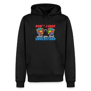 Sensibilisation à l’autisme – Ne jugez pas ce que - Sweat à capuche Premium bio Homme - noir - Devant - Nico (187cm)