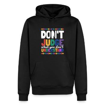 Sensibilisation à l’autisme – Ne jugez pas ce que - Sweat à capuche Premium bio Homme - noir - Devant - Nico (187cm)