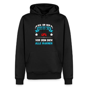 Ich bin der verrückte Opa - Design - Männer Premium Bio Hoodie - Schwarz - Vorne - Nico (187cm)