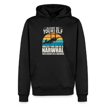 Soyez toujours vous-même Narval Sunset - Sweat à capuche Premium bio Homme - noir - Devant - Nico (187cm)