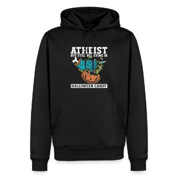 Athéisme athée Anti Église Halloween - Sweat à capuche Premium bio Homme - noir - Devant - Nico (187cm)