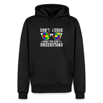 Autism Awareness – Don't Condemn What - Men’s Premium Organic Hoodie - black - Front - Nico (187cm)