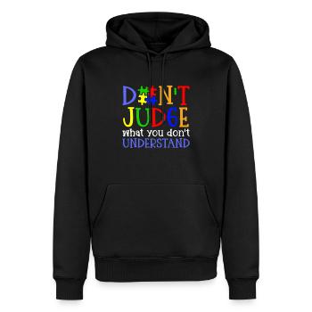 Autism Awareness – Don't Condemn What - Men’s Premium Organic Hoodie - black - Front - Nico (187cm)