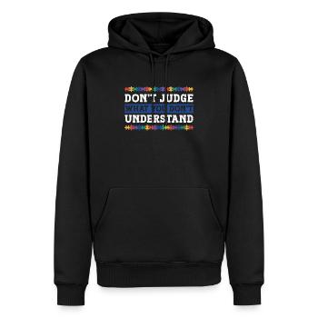 Autism Awareness – Don't Condemn What - Men’s Premium Organic Hoodie - black - Front - Nico (187cm)