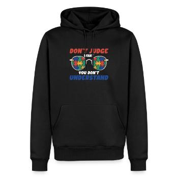 Autism Awareness – Don't Condemn What - Men’s Premium Organic Hoodie - black - Front - Nico (187cm)