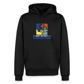 Autism Awareness – Don't Condemn What - Men’s Premium Organic Hoodie - black - Front - Nico (187cm)