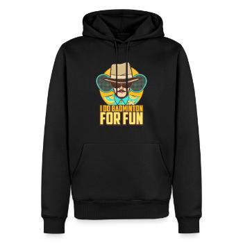 Das lustige Badminton Player Sports - Männer Premium Bio Hoodie - Schwarz - Vorne - Nico (187cm)