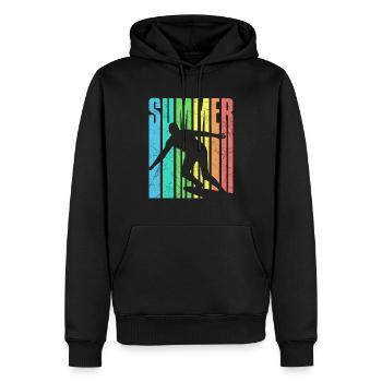 Summer surfin look vintage - Sweat à capuche Premium bio Homme - noir - Devant - Nico (187cm)