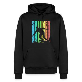 Surfin Summer vintage surfer 2023 - Sweat à capuche Premium bio Homme - noir - Devant - Nico (187cm)