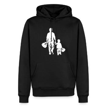Vatertag Papa und Sohn Matching Gitarristen - Männer Premium Bio Hoodie - Schwarz - Vorne - Nico (187cm)