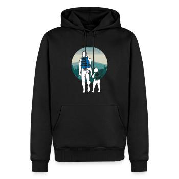 Vatertags Vater Sohn Wandern Bergsteiger Partner - Männer Premium Bio Hoodie - Schwarz - Vorne - Nico (187cm)